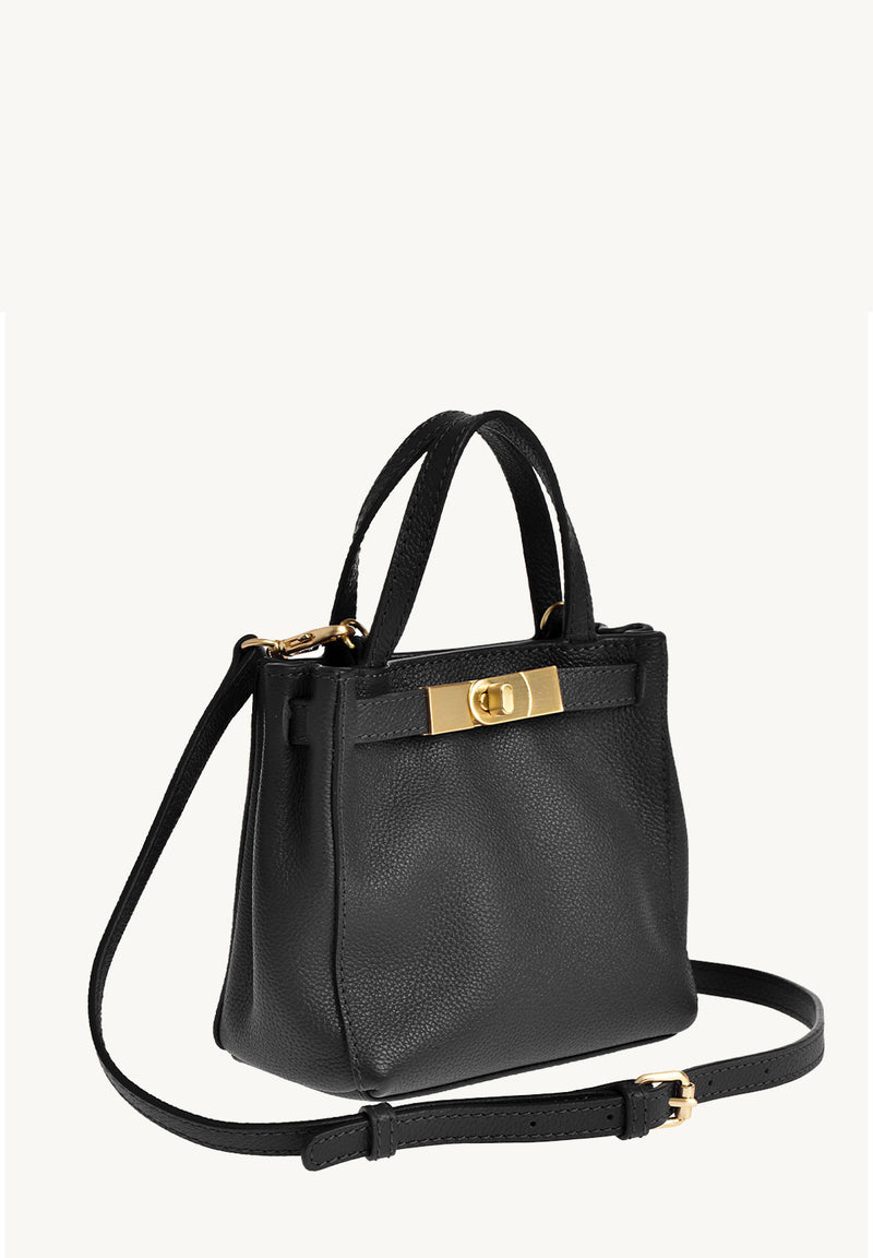 BABY NANOU - Mini crossover en cuir grainé couleur noir