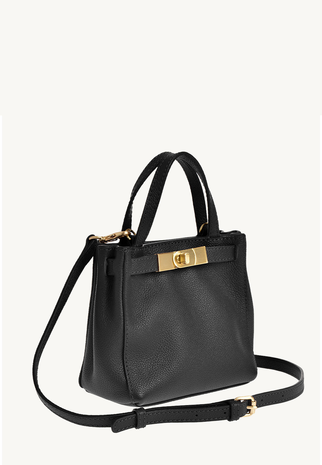 BABY NANOU - Mini crossover en cuir grainé couleur noir