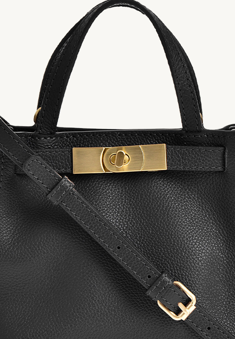 BABY NANOU - Mini crossover en cuir grainé couleur noir