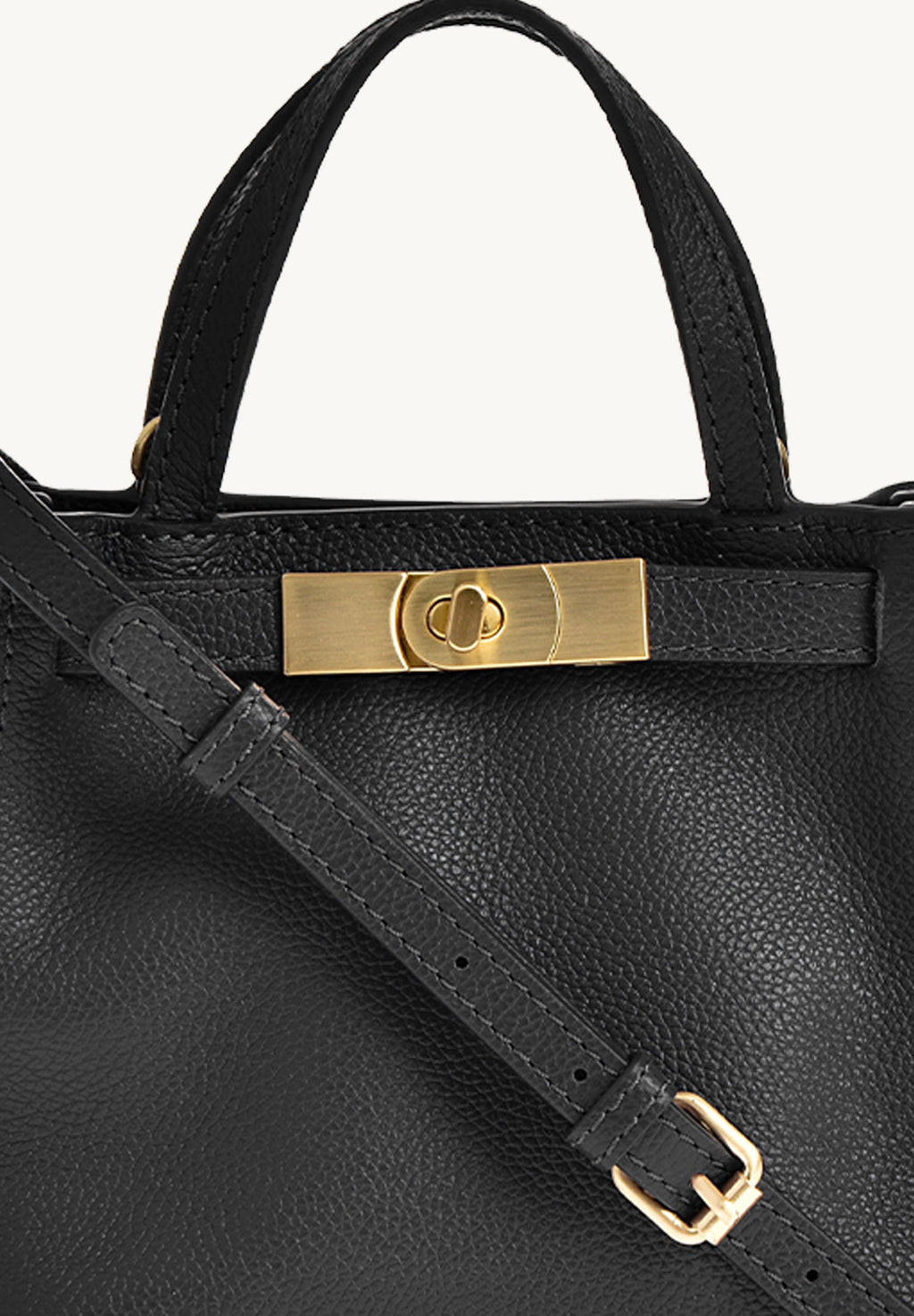 BABY NANOU - Mini crossover en cuir grainé couleur noir