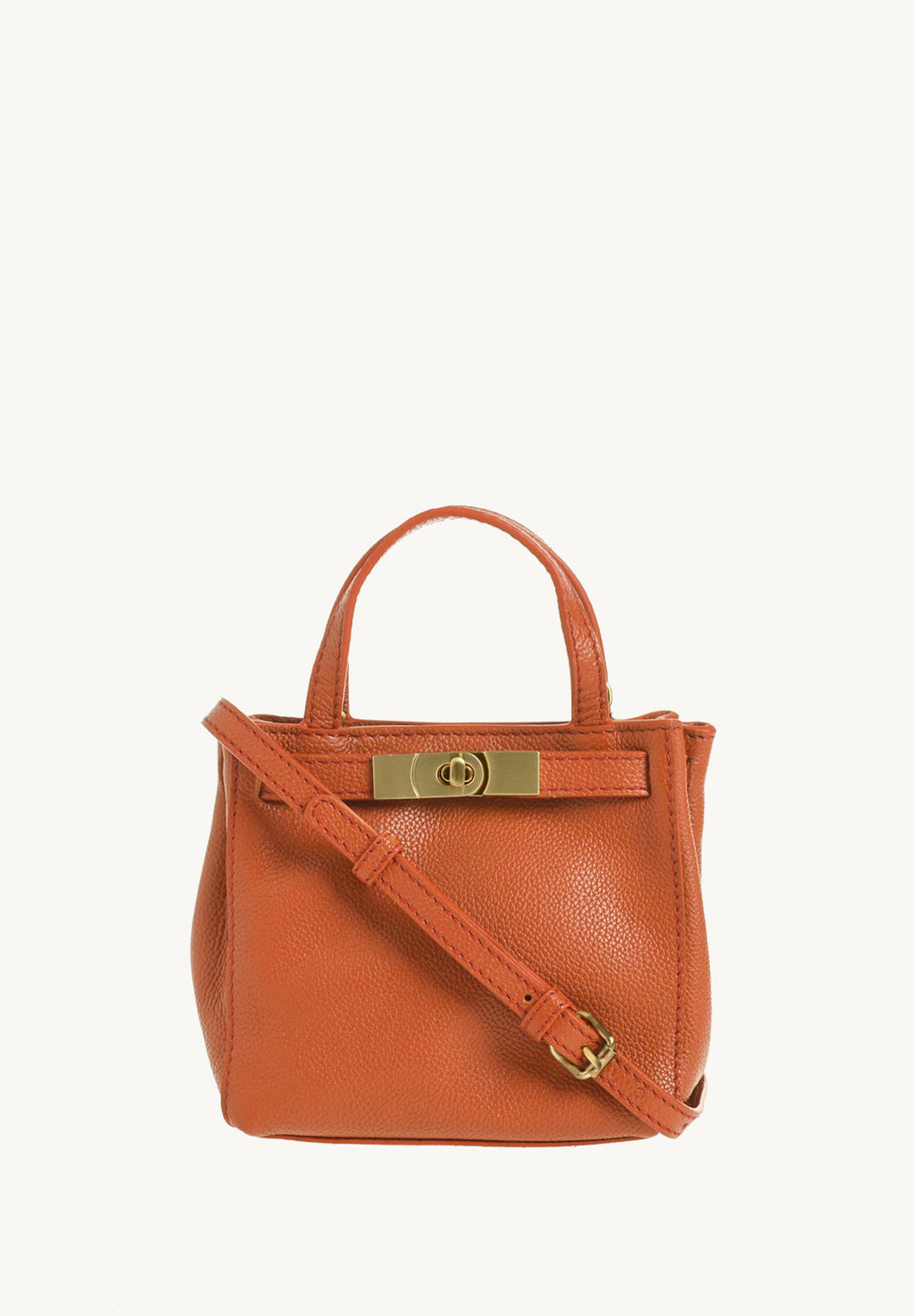 BABY NANOU - Mini crossover en cuir grainé couleur orange