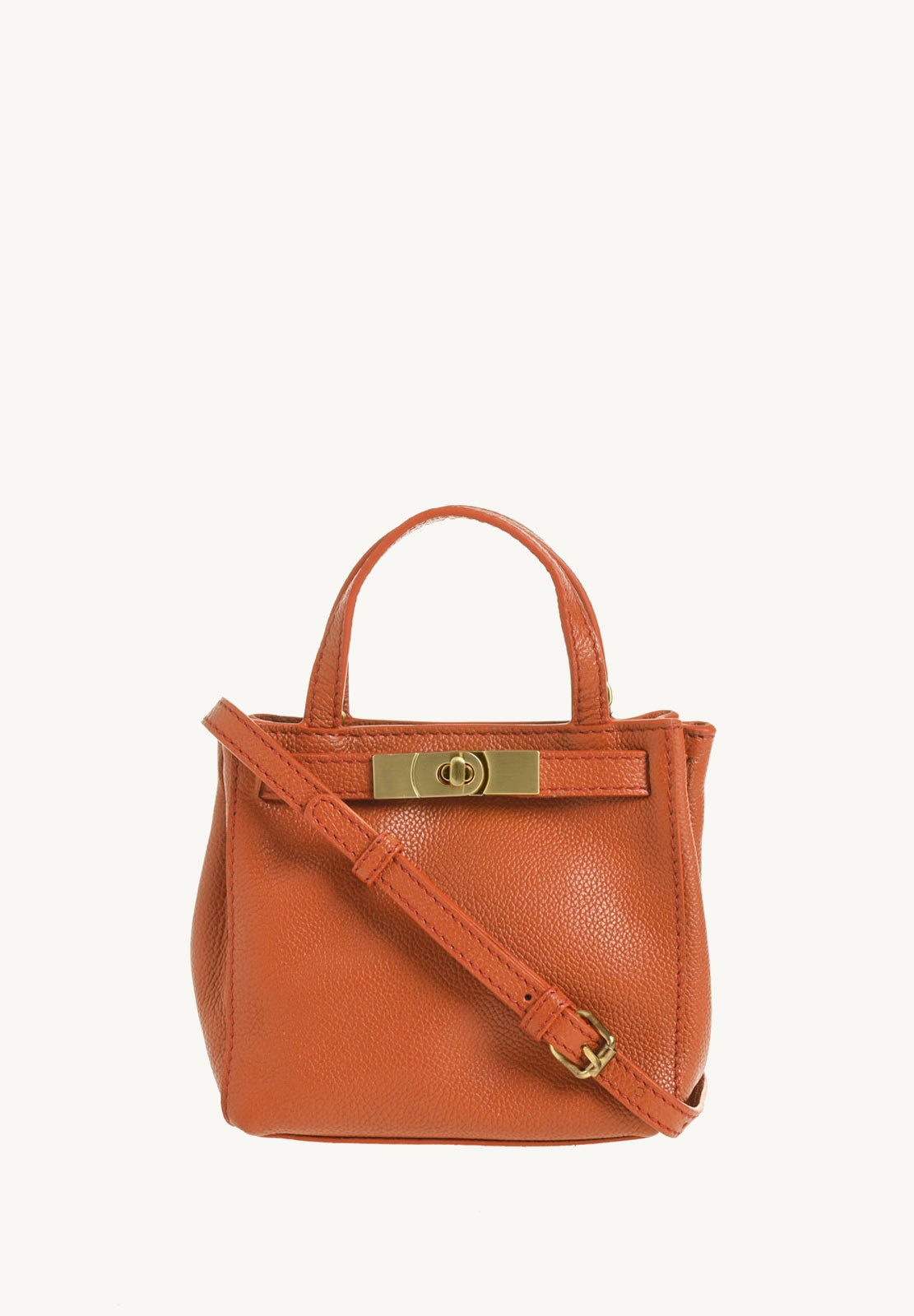 BABY NANOU - Mini crossover en cuir grainé couleur orange