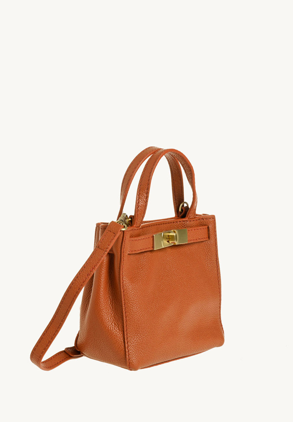 BABY NANOU - Mini crossover en cuir grainé couleur orange