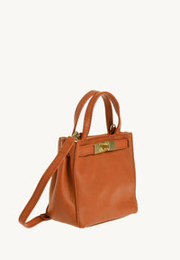 BABY NANOU - Mini crossover en cuir grainé couleur orange