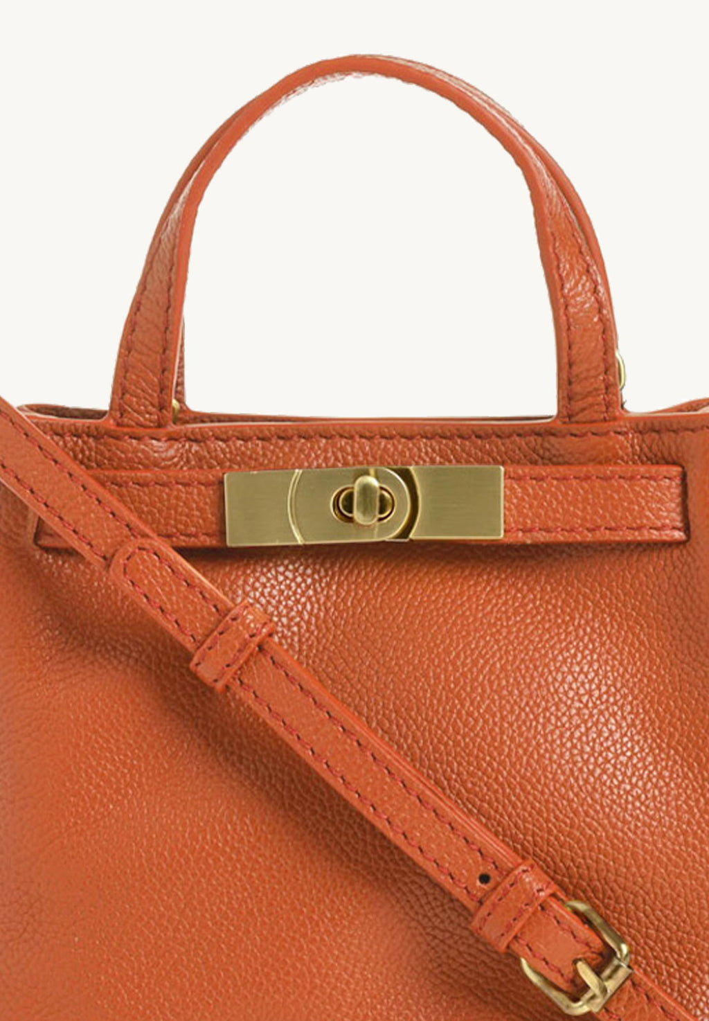 BABY NANOU - Mini crossover en cuir grainé couleur orange