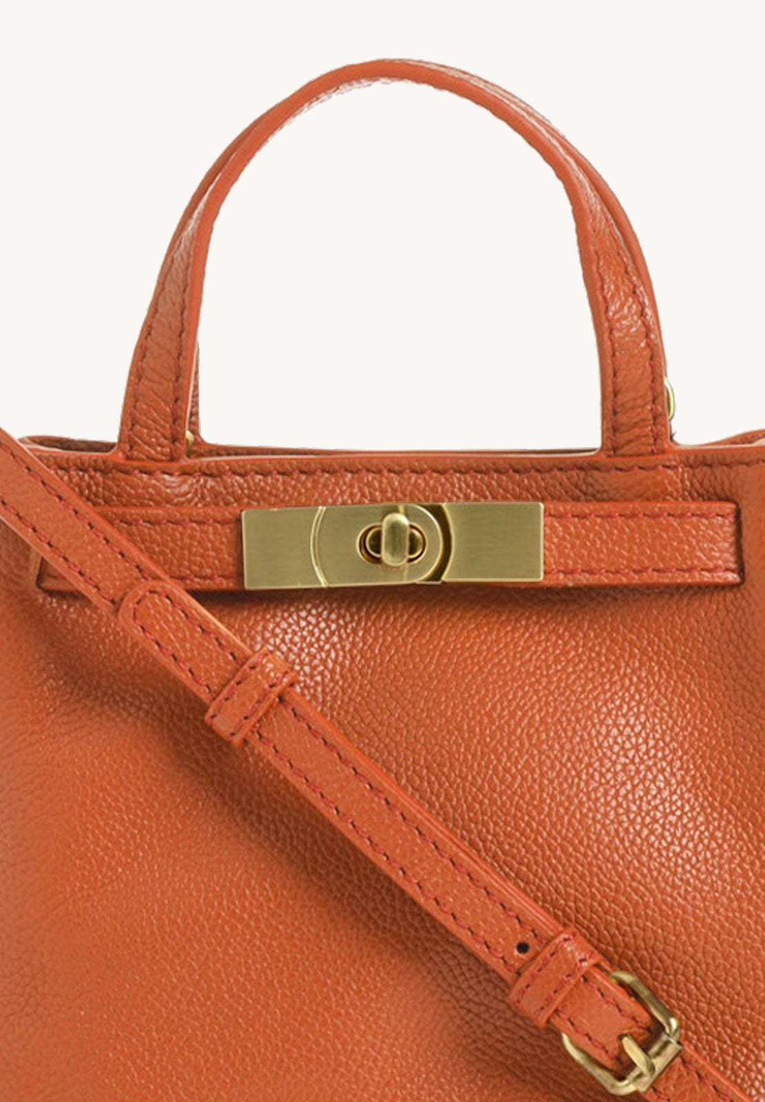 BABY NANOU - Mini crossover en cuir grainé couleur orange