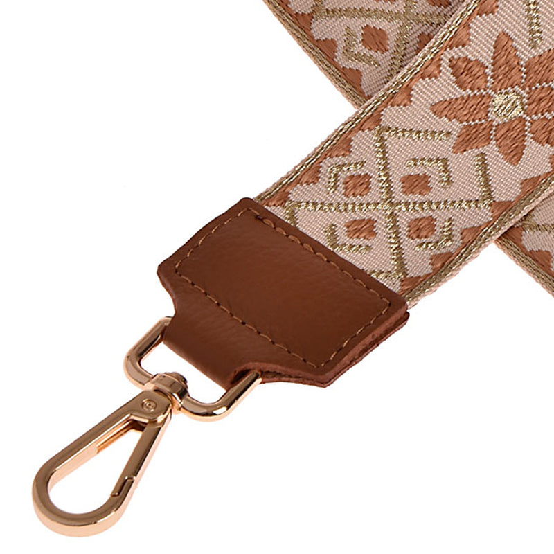 Ethnic pattern shoulder strap - Textile and leather