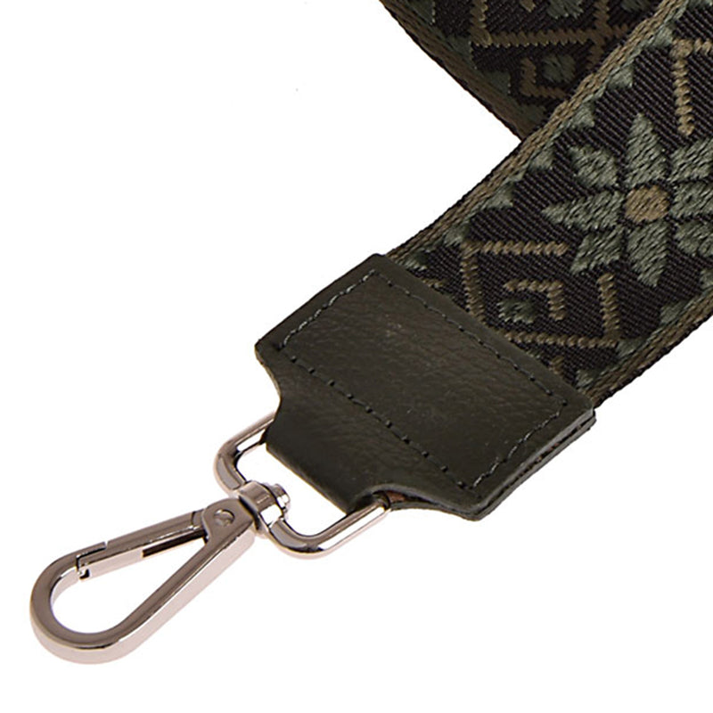 Ethnic pattern shoulder strap - Textile and leather