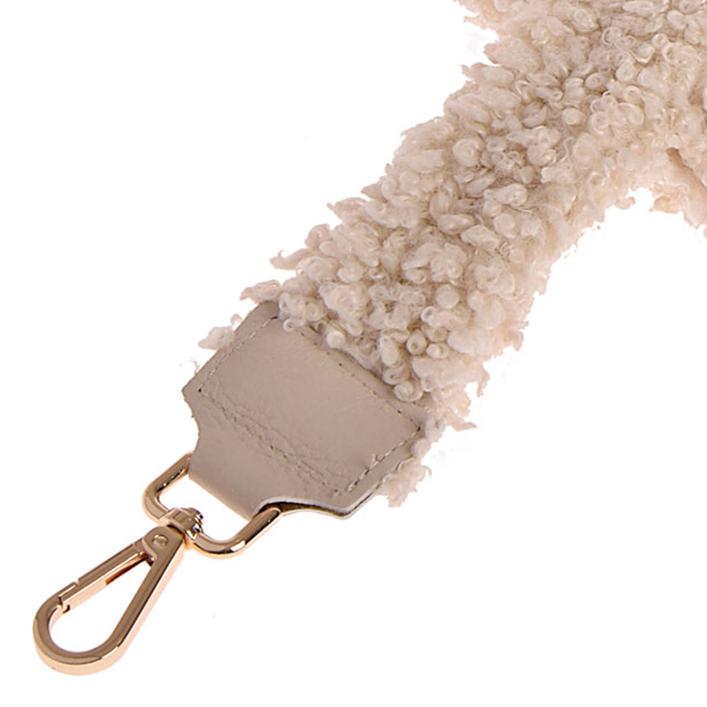 Faux fur shoulder strap - Textile and leather