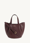 Baby ALMA - Petit sac zippé cuir grainé couleur bordeaux