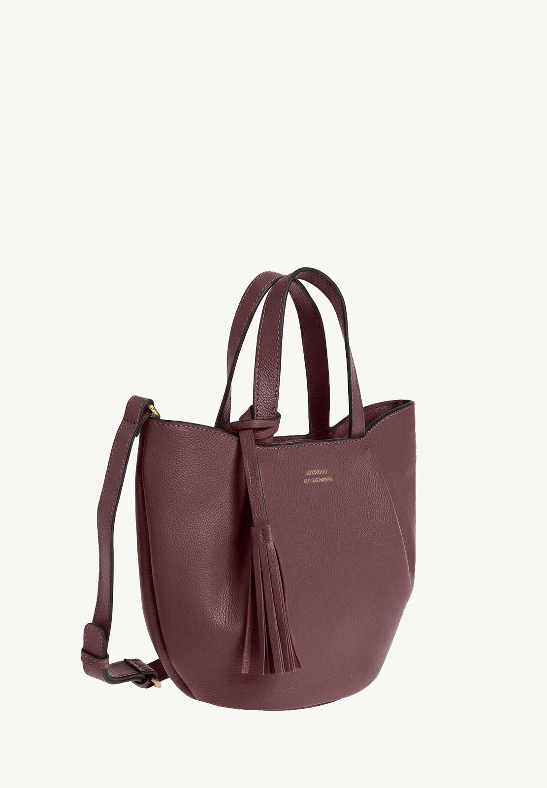 Baby ALMA - Petit sac zippé cuir grainé couleur bordeaux