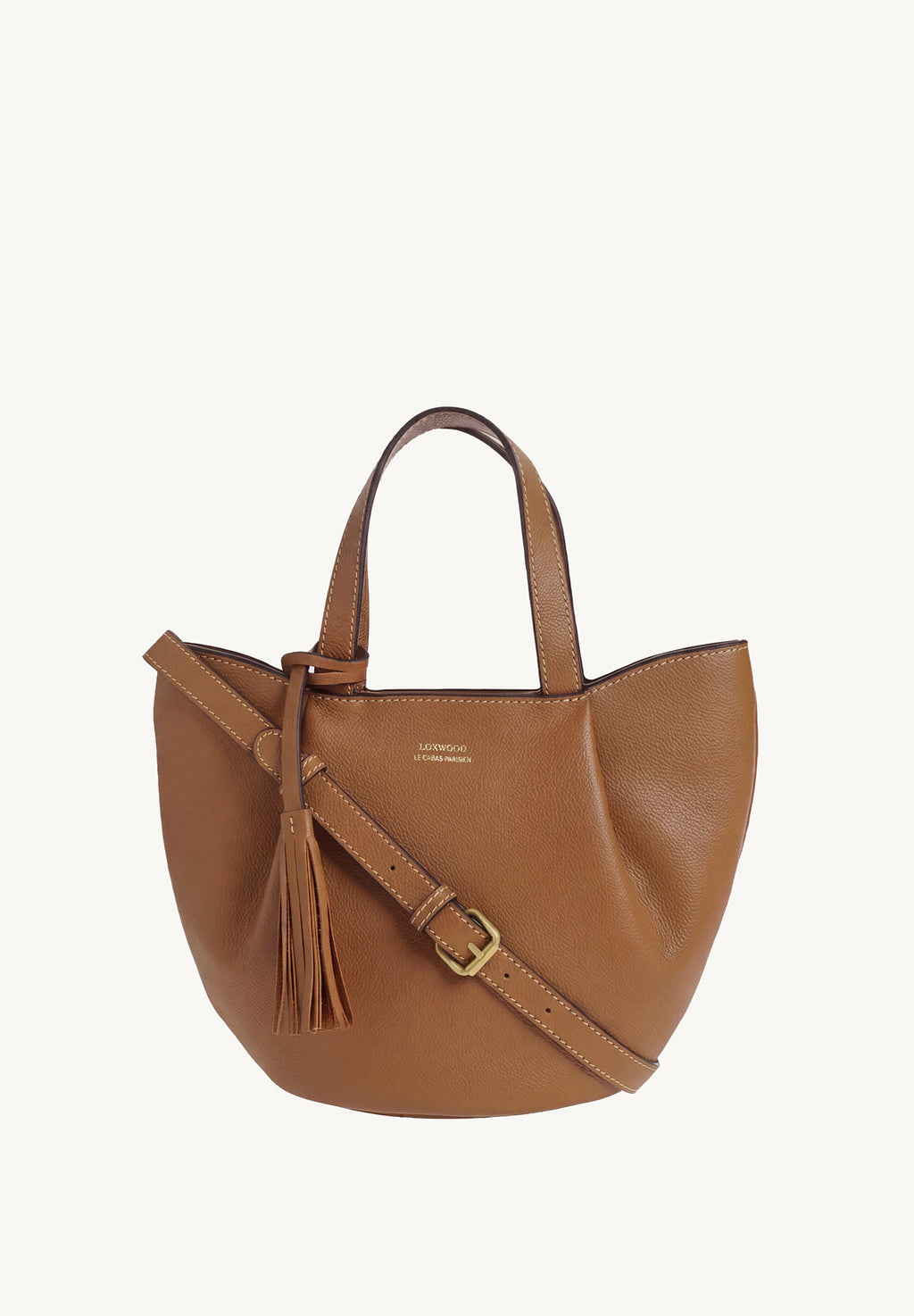 Baby ALMA - Petit sac zippé cuir grainé couleur brandy