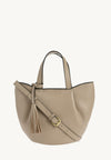 Baby ALMA - Petit sac zippé cuir grainé couleur taupe