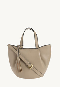 Baby ALMA - Petit sac zippé cuir grainé couleur taupe