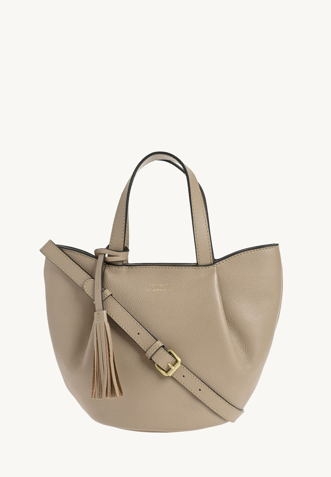 Baby ALMA - Petit sac zippé cuir grainé couleur taupe