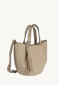 Baby ALMA - Petit sac zippé cuir grainé couleur taupe