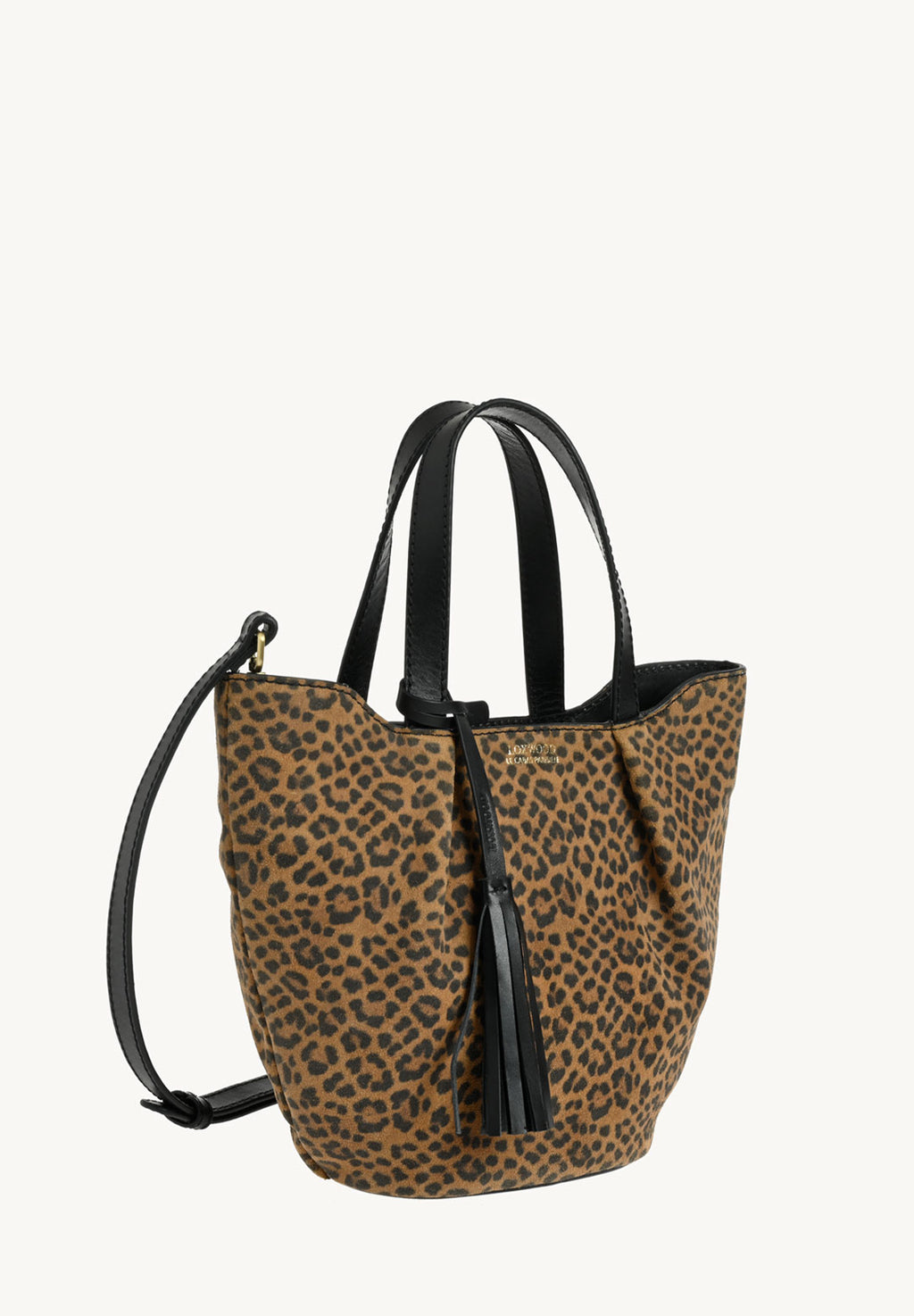 Baby ALMA - Petit sac zippé porté épaule cuir velours imprimé léopard