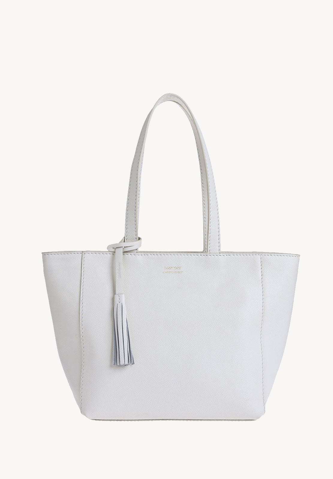 Cabas Parisien zippé en cuir grainé couleur Craie
