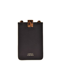 DANA - Grained leather &amp; cowhide hair phone pouch