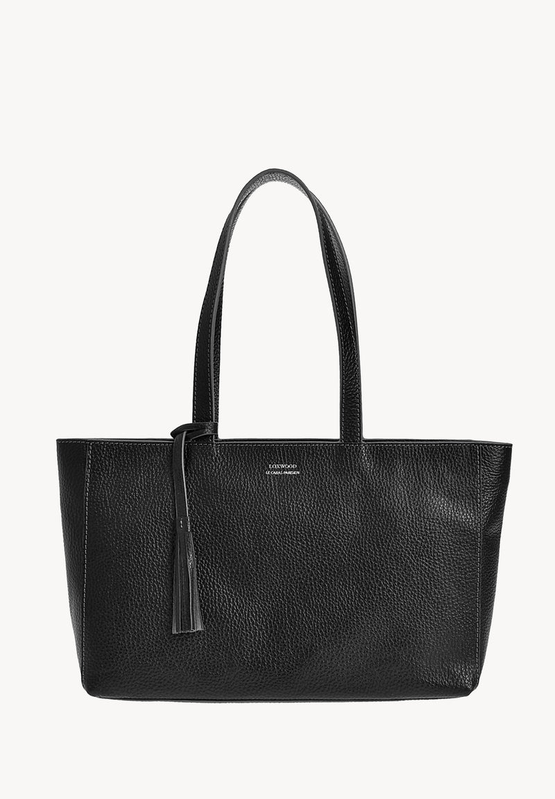 ENORA Sac fourre tout en cuir grainé Noir de face