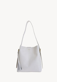 NAYA - Sac porté épaule en cuir grainé couleur craie