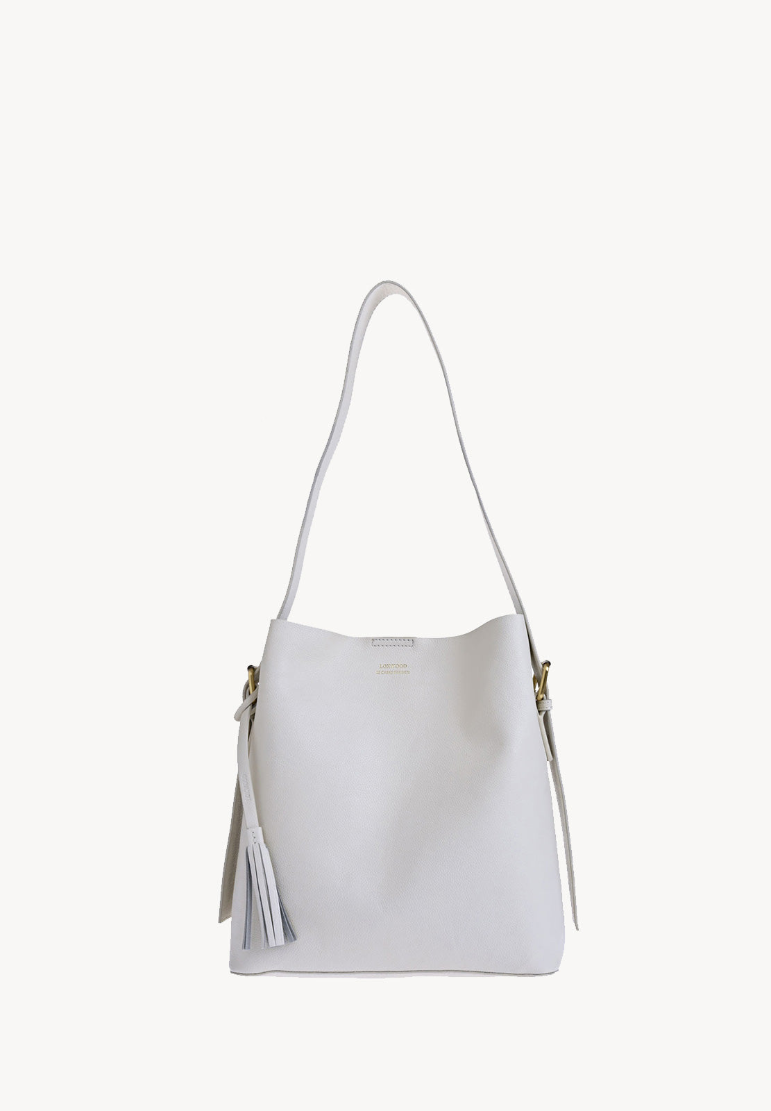 NAYA - Sac porté épaule en cuir grainé couleur craie