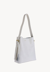 NAYA - Sac épaule en cuir grainé couleur craie