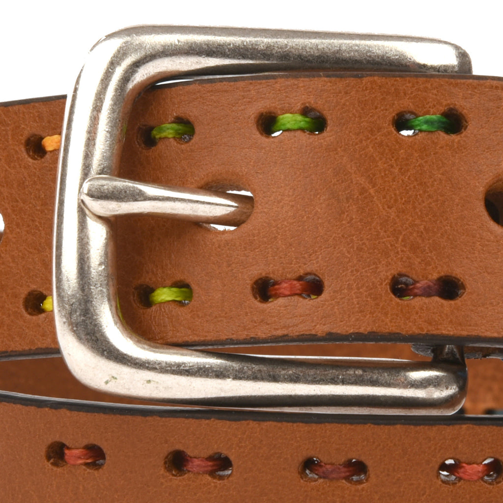 Women's Belt - Contrasting hand-stitched leather