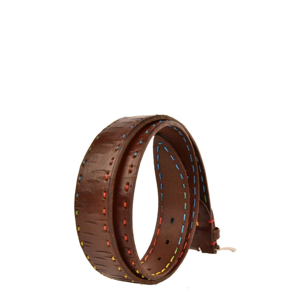 Men's Belt - Hand-colored saddle-stitched cracked leather