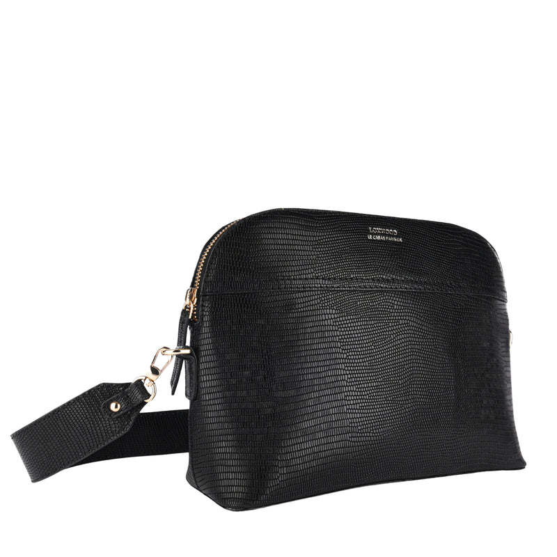 DEMI-LUNE - LIZARD EMBOSSED LEATHER CROSSBODY BAG