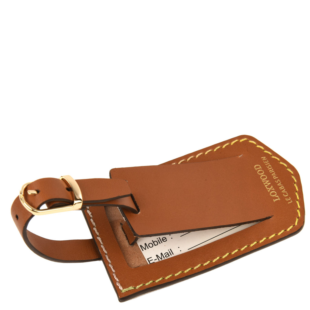 LUGGAGE LABEL - Colored stitched saddle leather