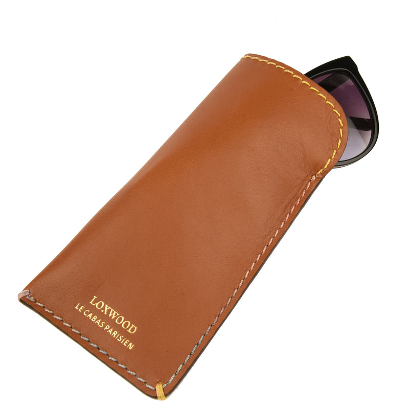 GLASSES CASE - Colored stitched saddle leather