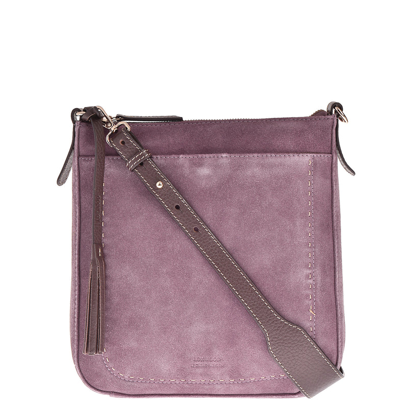 IVY - Messenger bag in contrasting hand-stitched suede