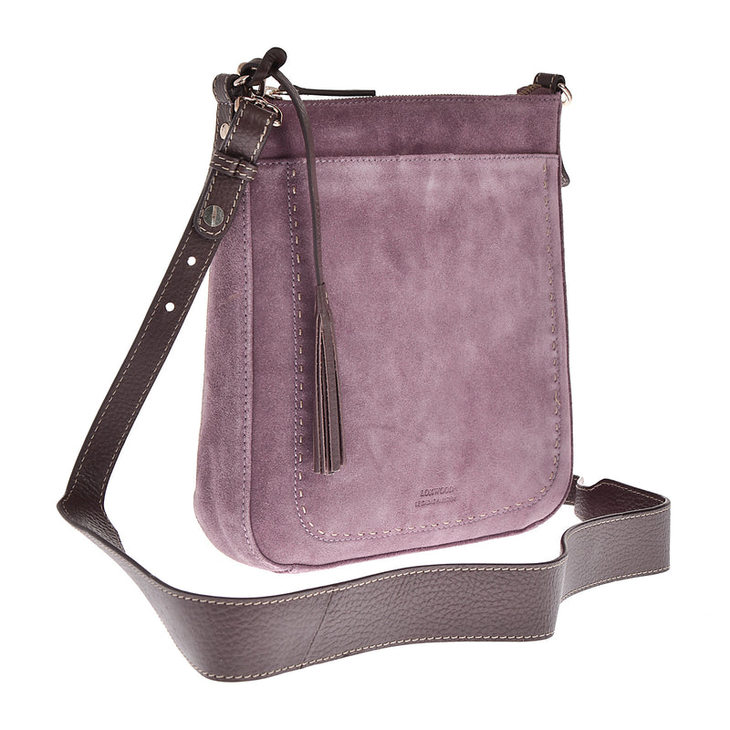 IVY - Messenger bag in contrasting hand-stitched suede