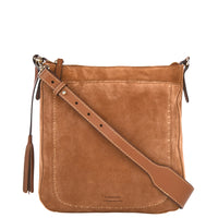 IVY - Contrasting hand-stitched suede leather messenger bag