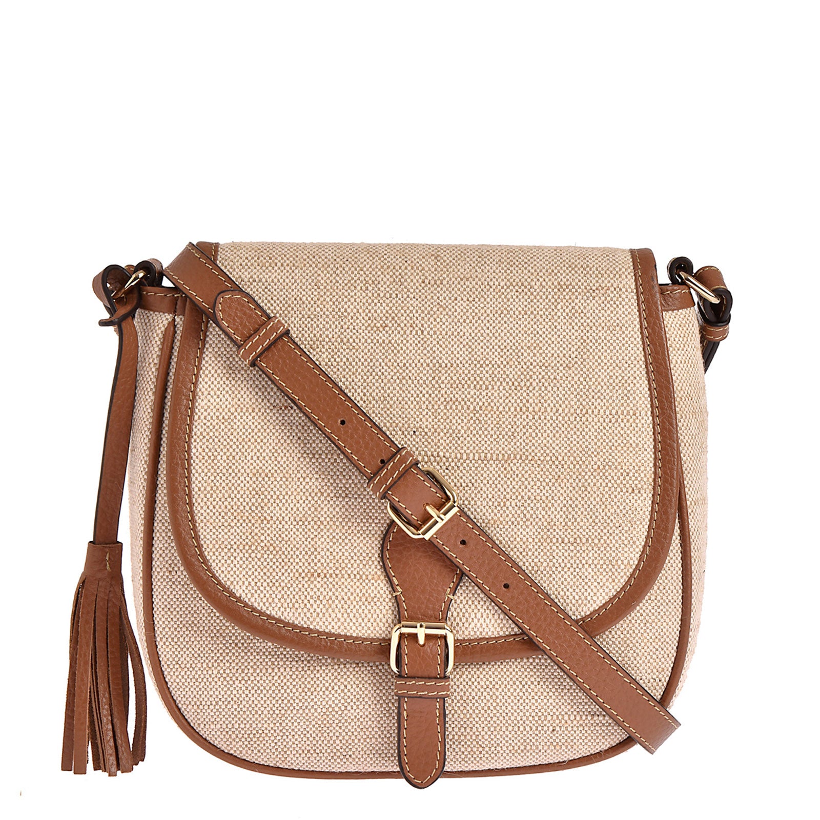 LIVIA - Canvas and leather messenger bag