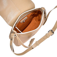 LIVIA - Crossover bag in contrasting hand-stitched grained leather