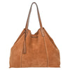 ODEON - Soft suede tote bag decorated with contrasting hand stitching