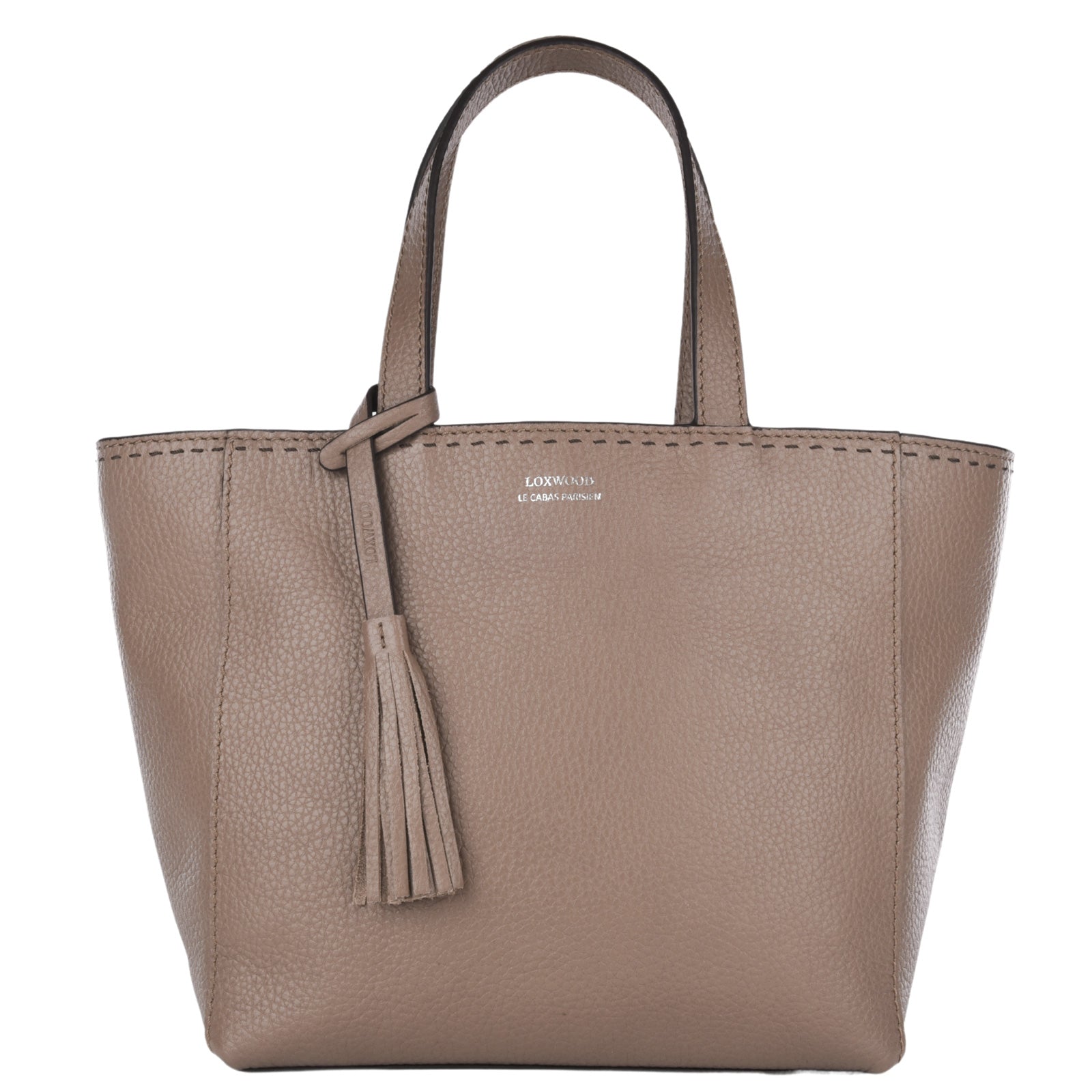 Small PARISIEN tote bag Contrasting hand stitched grained leather