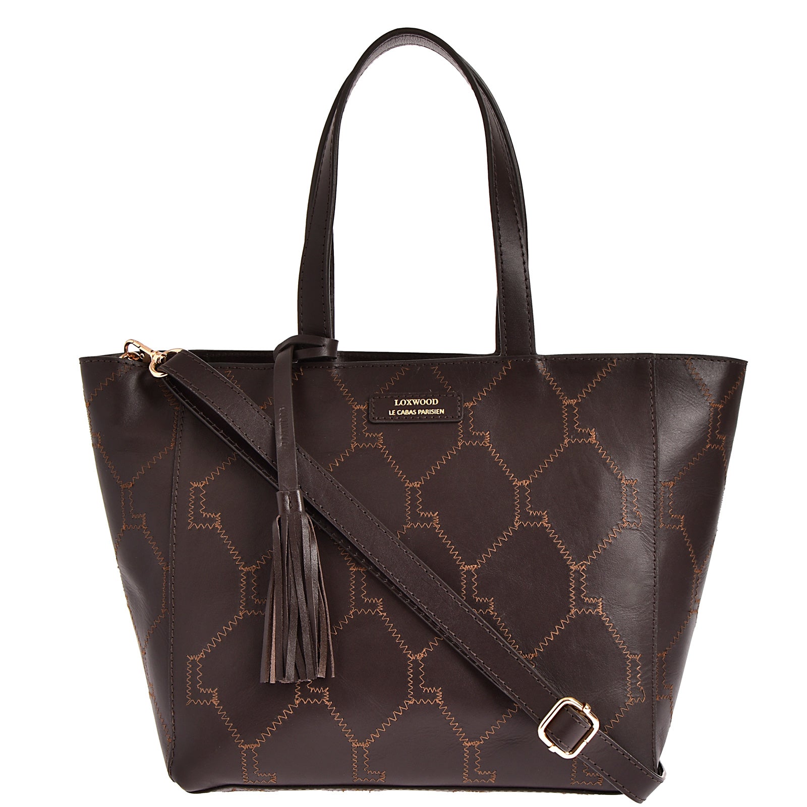 SMALL SIGNATURE ZIP-UP TOTE - EMBROIDERED LEATHER