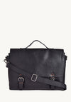 Sac cartable à bandoulière en cuir grainé noir