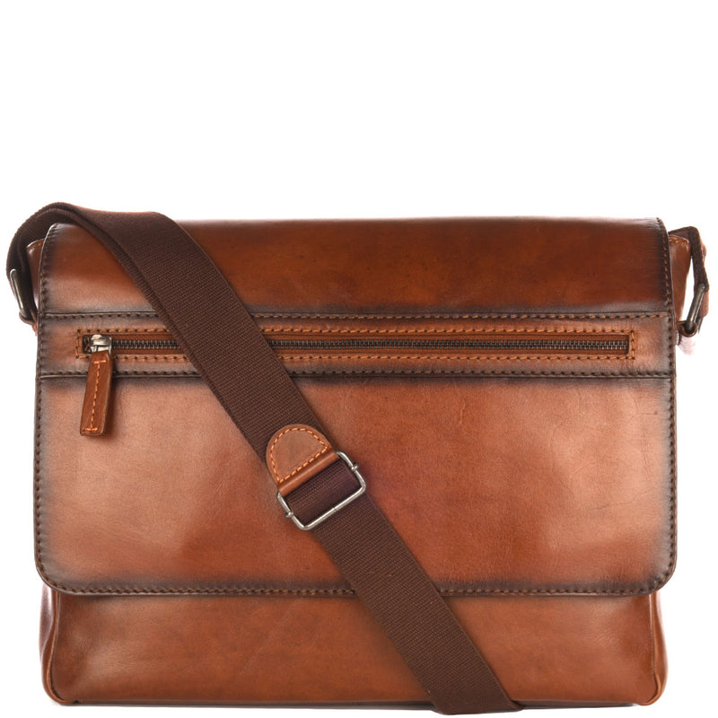 MESSENGER bag with flap - Smooth leather