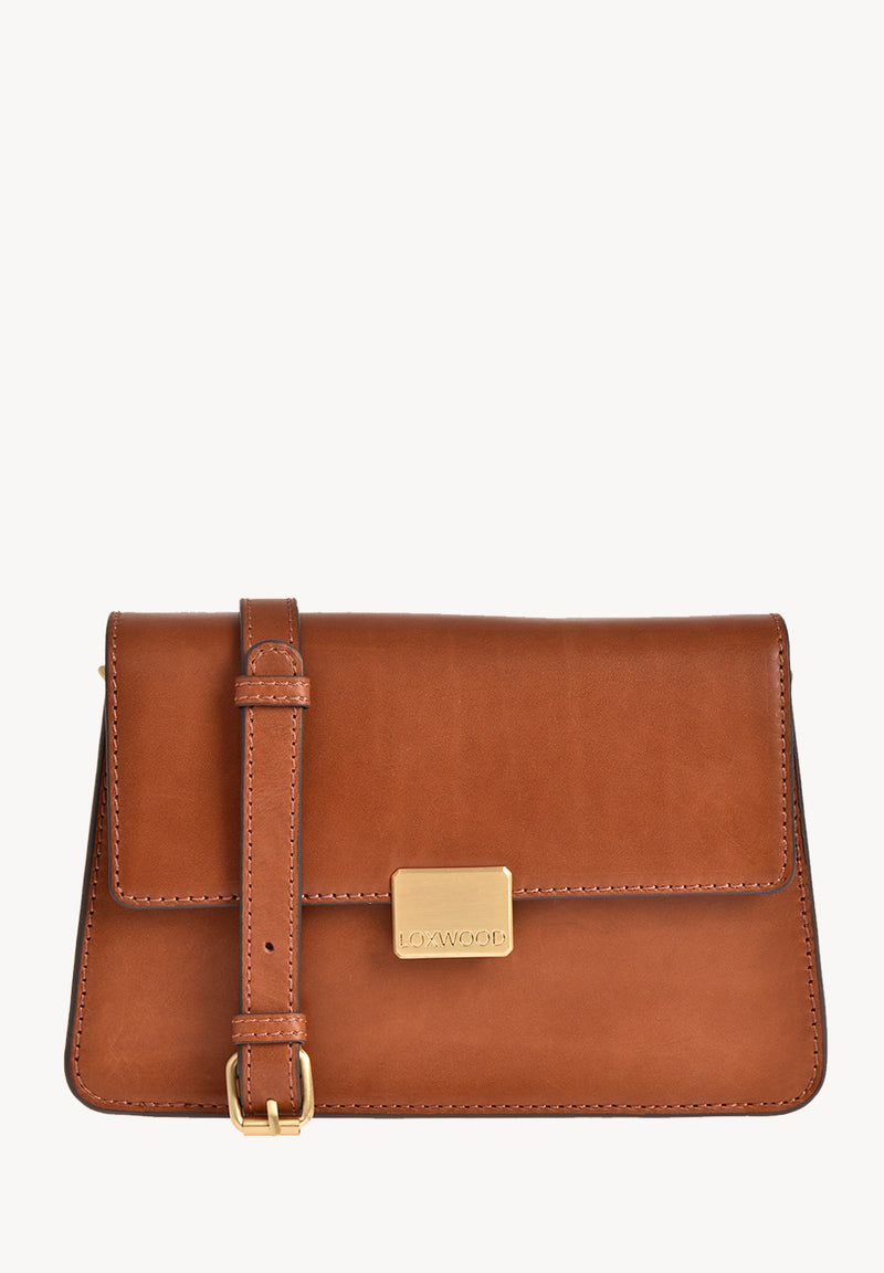 SÈVRES - Petit sac bandoulière en cuir naturel Cognac