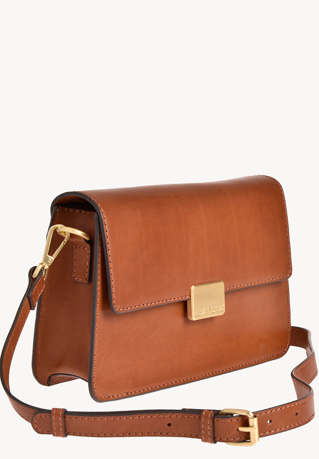 SÈVRES - Petit sac bandoulière en cuir naturel Cognac