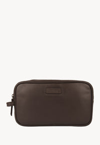 Double zip toiletry bag - Smooth leather