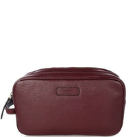 DOUBLE ZIP TOILETRIES BAG - Grained Leather