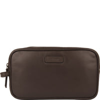 DOUBLE ZIP TOILETRIES BAG - Smooth leather